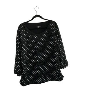Karen Scott Sport Black White Polka Dot Sweatshirt Top Women’s 1X